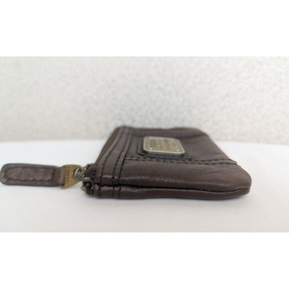Fossil "Long Live Vintage" Small Keychain Coin Purse Pouch Wallet Leather Brown - Picture 5 of 12